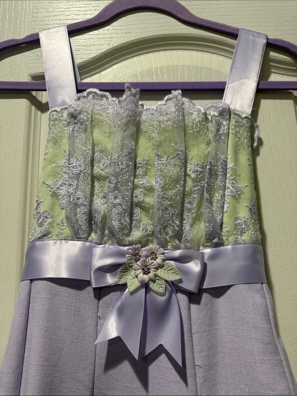 Bonnie Jean Lilac Lace Bodice Formal Dress with Ribbon Flower